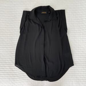 New Truth by Republic Sleeveless Button Up Chiffon Blouse in Black Size S